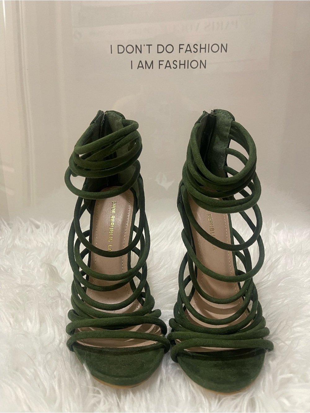 Women’s Strappy Olive Green High Heel Sandals